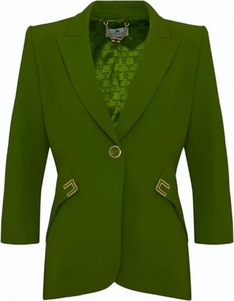 Elisabetta Franchi Stretch Crepe Logo Detail Jacket