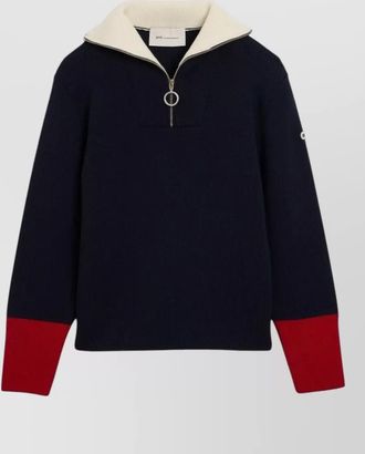 Ami ribbed wool quarter-zip jumper