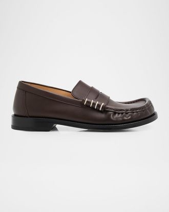 J.W.Anderson Men & apos;s Leather Moccasin-Toe Penny Loafers