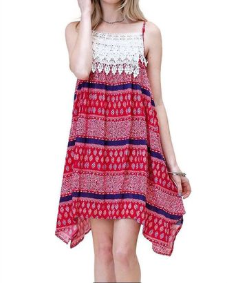Greek Archaic Kori Asymmetrical Aztec Tank Dress In Fuchsia