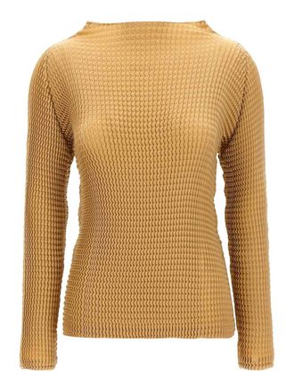 Pleats Please Issey Miyake Suede like pleats blouse