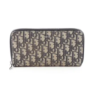 Dior Beige Navy Canvas Long Wallet (Bi-Fold) (Pre-Owned)