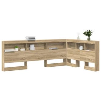 Berkfield Home Storage Headboard with Shelf Sonoma oak 120 cm Engineered wood in Light Oak