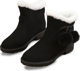 Generic Winter Womens Ankle Boots Fashion Winter Warm Soft Velvet Plus Size Comfort Footwear with Thick Sole Design (Black, 4. 5)