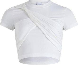 Patou White Draped Cropped Cotton T-shirt