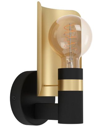Eglo Eglo Hayes 1 Light Wall Light With Black & Gold Finish & Black & Gold Adjustable Shade Plate