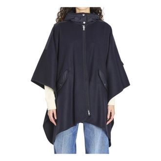Moncler Jassen, Dames, Blauw, ONE Size, Wol, Cape L10933G00003M9137 P77