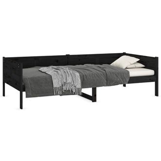 Berkfield Home Beautiful Day Bed Black Solid Wood Pine 90x190 cm