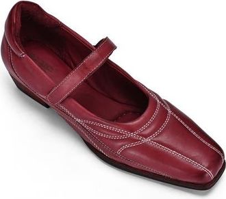 OLD TREND Folk Genuine Leather Artisanal Contrast Stitch Mary Jane Heel in Merlot at Nordstrom, Size 7.5