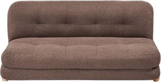 Beliani Sofa Bed Brown Faux Linen Upholstery Wooden Legs 2 Seater Sleeping Function Quilted Living Room Bedroom Guest Room ESBJERG