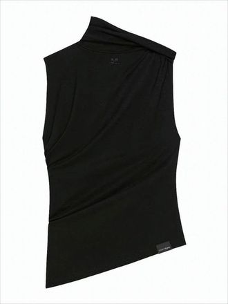 Courrèges High Collar Black Sleeveless Top