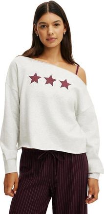 Cotton On Womens Off The Shoulder Fleece Jumper in Light Grey Marle Stars at Nordstrom, Size Xx-Small