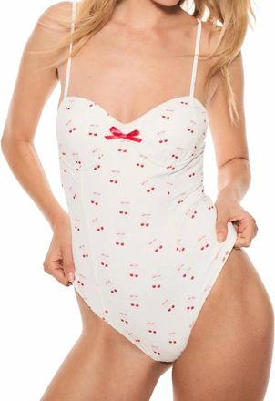 LoveShackFancy Mina Cherry One-Piece Swimsuit In Veranda Red