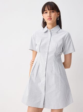 Twik Womens Cinched waist Oxford shirtdress