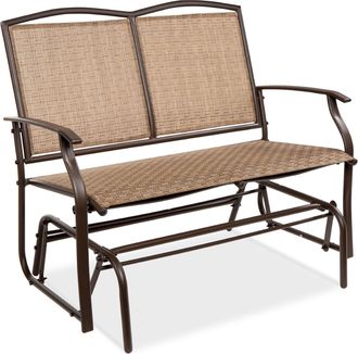 Best Choice Products 2-Person Outdoor Swing Glider, Steel Patio Loveseat, Bench Rocker w/ Armrests