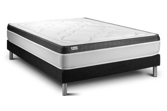 VITALIT Somier negro + colch&oacute;n con espuma viscoel&aacute;stica 135 x 190