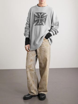 VETEMENTS Printed Waffle-Knit Cotton Sweater