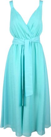 Access Fashion Aqua Flowing Polyester Midi Dress
