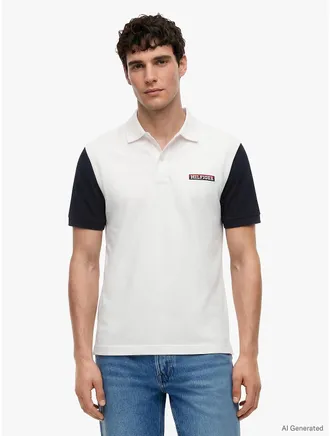 Tommy Hilfiger Mens Classic Fit Colorblock Polo - Ivory Silk - XXL