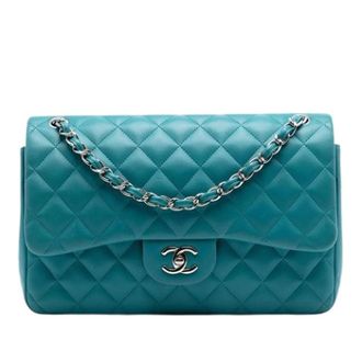 Chanel Pre-owned Double Flap Shoulder Bag - Dames - Pre-owned - Blauw - Maat: ONE Size Leer