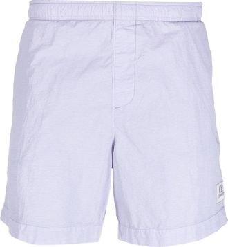 C.P. Company logo-patch elasticated-waist shorts - men - Polyamide/Polyamide - 52 - Purple