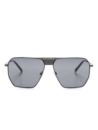 Karl Lagerfeld logo-print pilot-frame sunglasses - Black