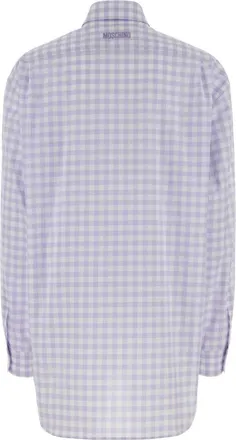 Moschino Womens Embroidered Poplin Shirt Purple Cotton