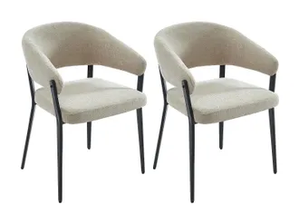 Vente-Unique Vente-unique - Sedia Con Braccioli In Tessuto E Metallo Nero Beige - Lotto Di 2 - Avrela
