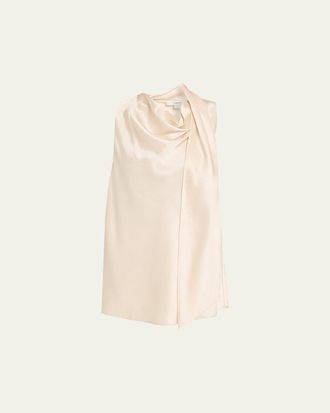 Vince Sleeveless Satin Scarf Top