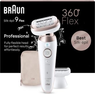 Braun Silk-&eacute;pil 9 Flex Epilador Wet & Dry 9-011 3d, Cabeza Flexible 360&deg;, 40 Pinzas, Oro