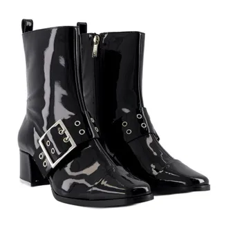 Carel Polished Calfskin Boot - Black