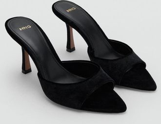 Mango Sandali tacco velluto nero - Donna - 35 - MANGO