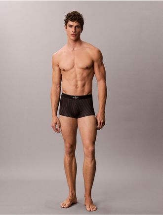 Calvin Klein Mens Graphic Monogram Microfiber Stretch Low Rise Trunk - Black - XL