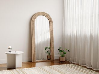Vente-Unique Grande specchio ad arco L. 70 x H. 150 cm in Legno di Hevea Naturale - ANSHUN