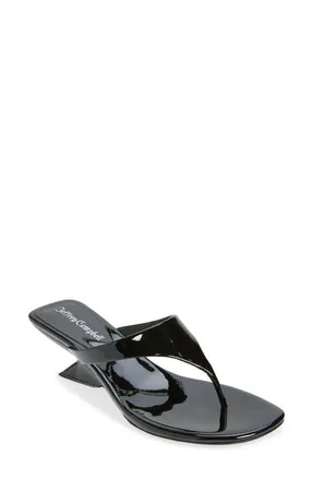 Jeffrey Campbell Medellin Wedge Flip Flop in Black Patent at Nordstrom, Size 6.5