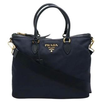 Prada Pre-owned Tote Bags, unisex, Blue, Size: ONE SIZE Pre-owned Vintage Nylon Tote Bag