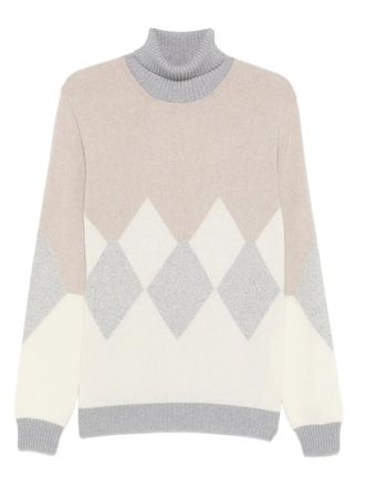 Ferrante diamond-pattern roll-neck sweater - Neutrals