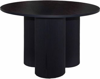 Oviala Mesa de comedor redonda moderna de 120 cm efecto madera negra