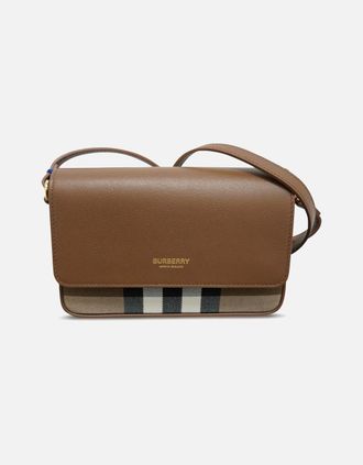 Burberry Womens Burberry New Hampshire Leather Shoulder Bag Earth Brown