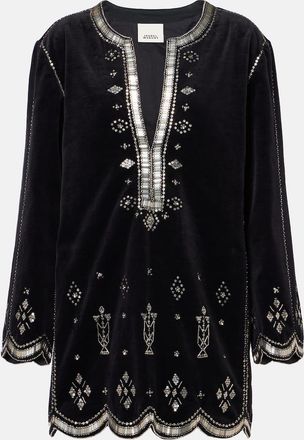 Isabel Marant Abito corto Helene in velluto con cristalli