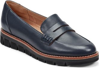 Easy Spirit Velia Penny Loafer in Dark Blue Leather at Nordstrom, Size 11