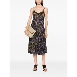 Dries Van Noten Botanical-Print Silk Dress - Purple