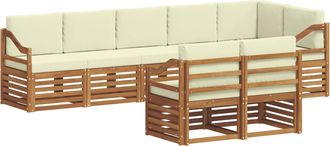 vidaXL Conjunto De Sof&aacute;s De Exterior 8 Uds. Natural Y Crema Poli&eacute;ster Vidaxl