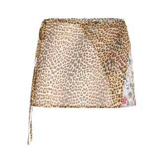 Roberto Cavalli Beachwear, female, Multicolor, Size: XS Baby Jaguar Print Silk Pareo