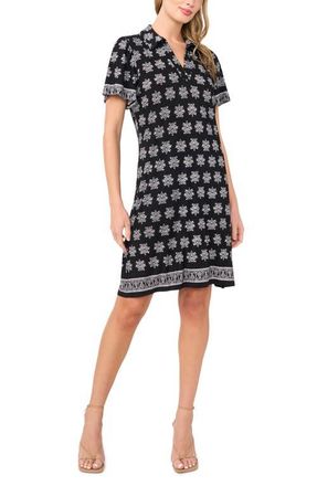 CeCe by Cynthia Steffe Print Polo Dress in Rich Black at Nordstrom, Size X-Small