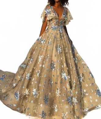 Tarik Ediz Evening Dress In Silver