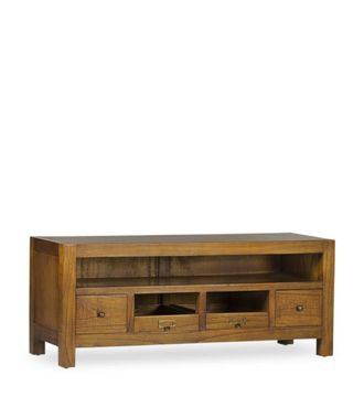 Moycor Mueble de tv con 4 cajones de madera marr&oacute;n anch. 110 cm