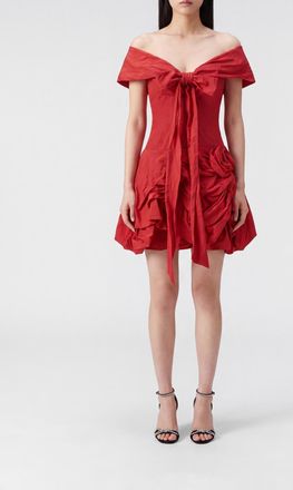Magda Butrym Asymmetrical Draped Cotton Mini Dress with Bow