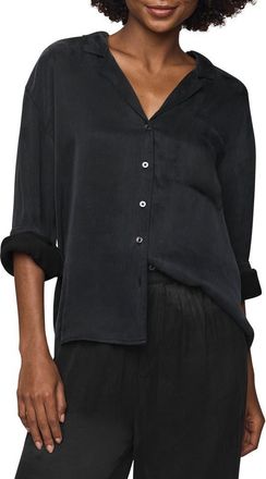 Splendid Serena Satin Shirt in Black at Nordstrom, Size X-Large