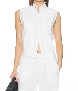 bobi Pintuck Sleeveless Top In White
